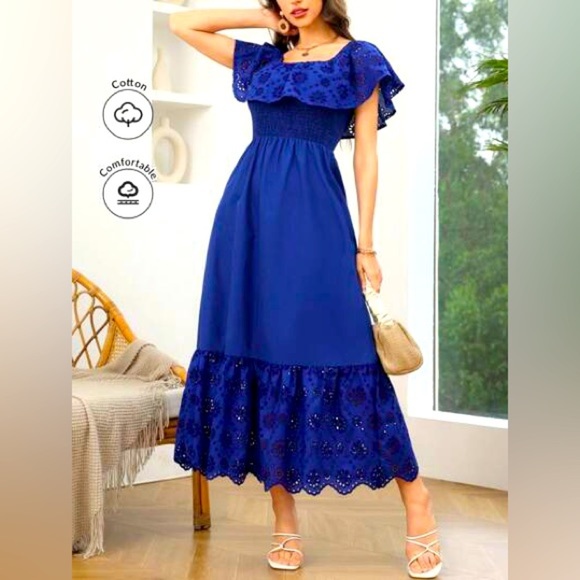 Elegant Blue Women's Dress - Picture 1 of 4